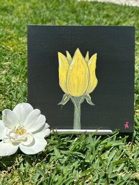Yellow Tulip Hand Painted Canvas Art - Acrylic Paint & Gloss Seal